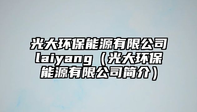 光大環(huán)保能源有限公司laiyang（光大環(huán)保能源有限公司簡介）