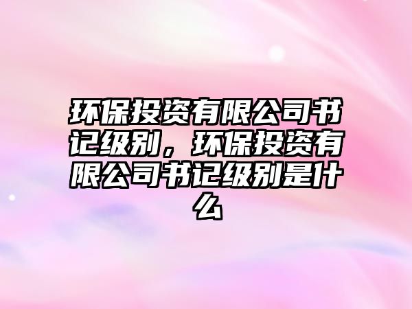 環(huán)保投資有限公司書記級別，環(huán)保投資有限公司書記級別是什么