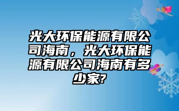 光大環(huán)保能源有限公司海南，光大環(huán)保能源有限公司海南有多少家?