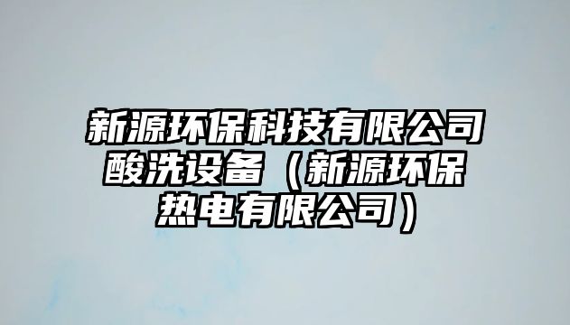 新源環(huán)?？萍加邢薰舅嵯丛O(shè)備（新源環(huán)保熱電有限公司）