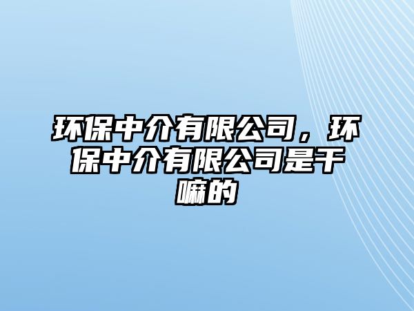 環(huán)保中介有限公司，環(huán)保中介有限公司是干嘛的