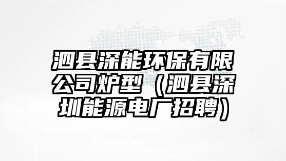 泗縣深能環(huán)保有限公司爐型（泗縣深圳能源電廠招聘）