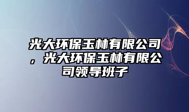 光大環(huán)保玉林有限公司，光大環(huán)保玉林有限公司領(lǐng)導班子