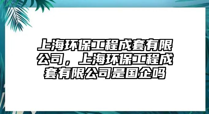 上海環(huán)保工程成套有限公司，上海環(huán)保工程成套有限公司是國企嗎