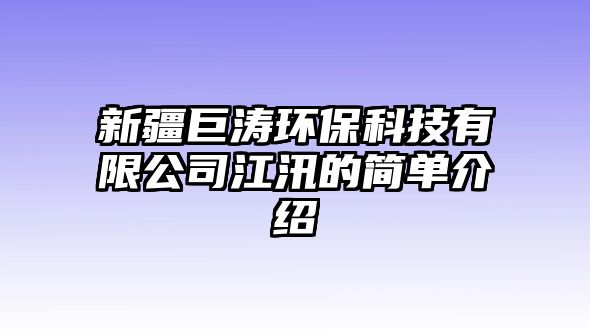 新疆巨濤環(huán)保科技有限公司江汛的簡(jiǎn)單介紹