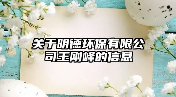 關(guān)于明德環(huán)保有限公司王剛峰的信息