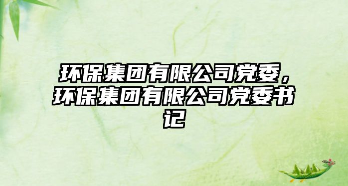 環(huán)保集團有限公司黨委，環(huán)保集團有限公司黨委書記