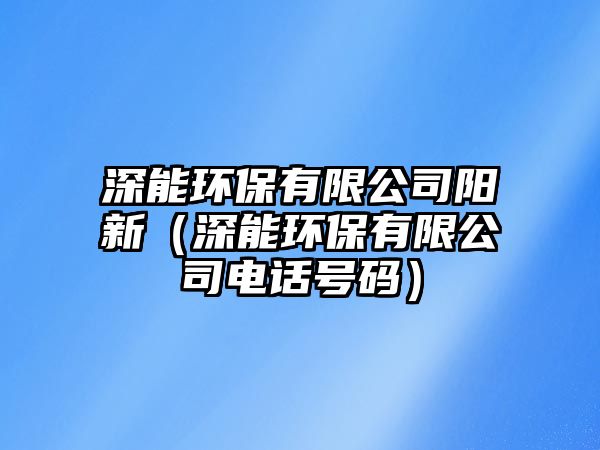 深能環(huán)保有限公司陽新（深能環(huán)保有限公司電話號碼）