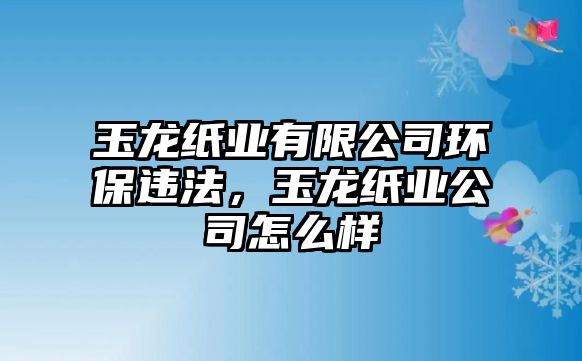 玉龍紙業(yè)有限公司環(huán)保違法，玉龍紙業(yè)公司怎么樣