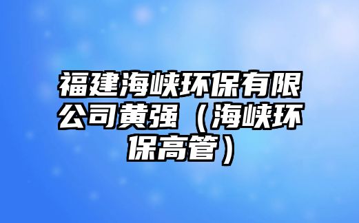 福建海峽環(huán)保有限公司黃強(qiáng)（海峽環(huán)保高管）