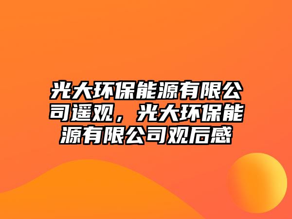 光大環(huán)保能源有限公司遙觀，光大環(huán)保能源有限公司觀后感