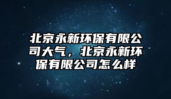 北京永新環(huán)保有限公司大氣，北京永新環(huán)保有限公司怎么樣