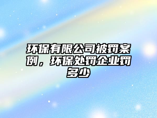 環(huán)保有限公司被罰案例，環(huán)保處罰企業(yè)罰多少