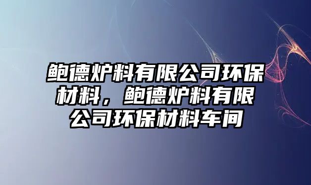 鮑德爐料有限公司環(huán)保材料，鮑德爐料有限公司環(huán)保材料車間