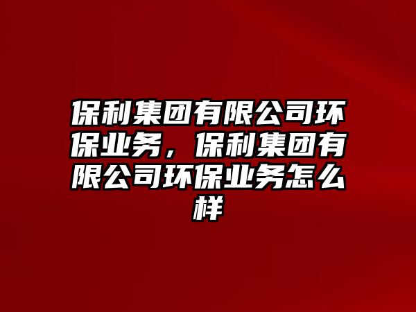 保利集團有限公司環(huán)保業(yè)務(wù)，保利集團有限公司環(huán)保業(yè)務(wù)怎么樣