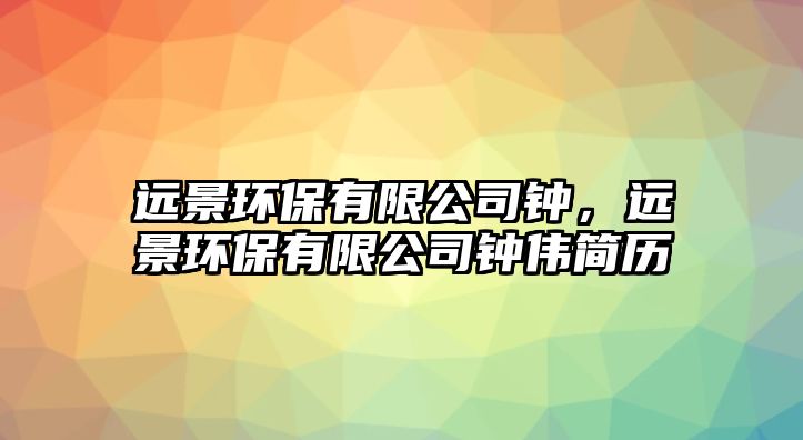 遠景環(huán)保有限公司鐘，遠景環(huán)保有限公司鐘偉簡歷