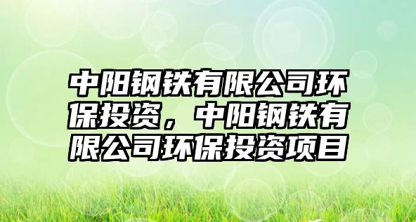 中陽鋼鐵有限公司環(huán)保投資，中陽鋼鐵有限公司環(huán)保投資項目