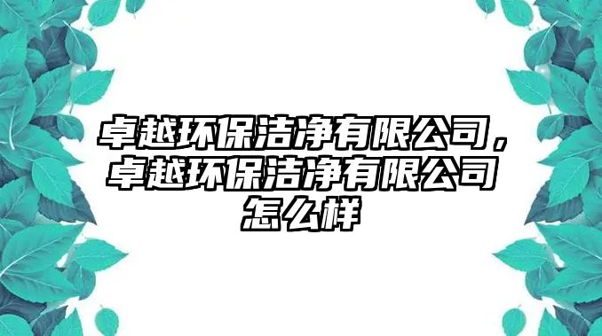 卓越環(huán)保潔凈有限公司，卓越環(huán)保潔凈有限公司怎么樣