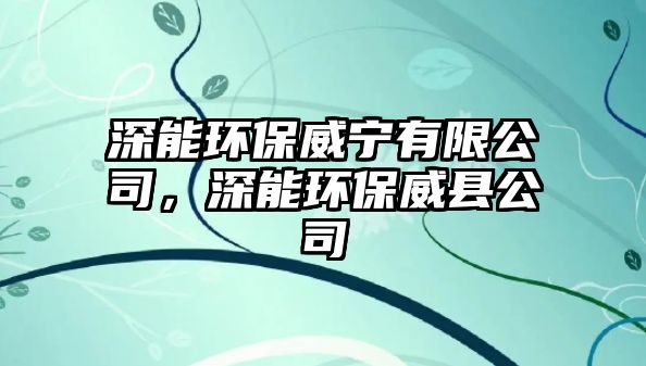 深能環(huán)保威寧有限公司，深能環(huán)保威縣公司