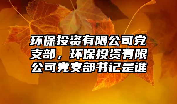 環(huán)保投資有限公司黨支部，環(huán)保投資有限公司黨支部書記是誰(shuí)