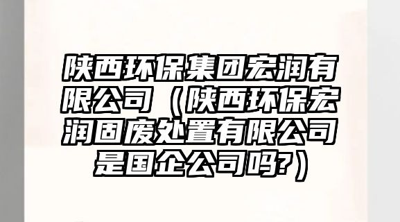 陜西環(huán)保集團(tuán)宏潤有限公司（陜西環(huán)保宏潤固廢處置有限公司是國企公司嗎?）