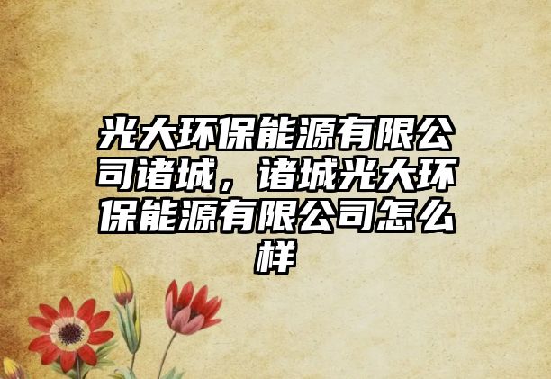 光大環(huán)保能源有限公司諸城，諸城光大環(huán)保能源有限公司怎么樣