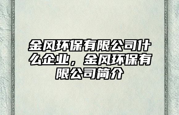 金風環(huán)保有限公司什么企業(yè)，金風環(huán)保有限公司簡介