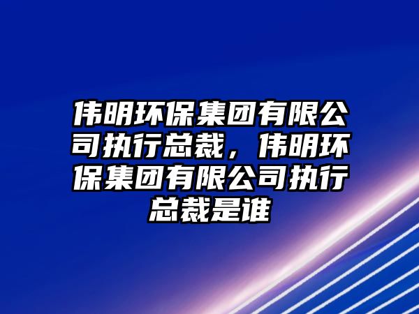 偉明環(huán)保集團(tuán)有限公司執(zhí)行總裁，偉明環(huán)保集團(tuán)有限公司執(zhí)行總裁是誰(shuí)