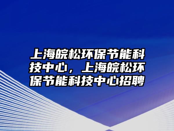 上海皖松環(huán)保節(jié)能科技中心，上海皖松環(huán)保節(jié)能科技中心招聘