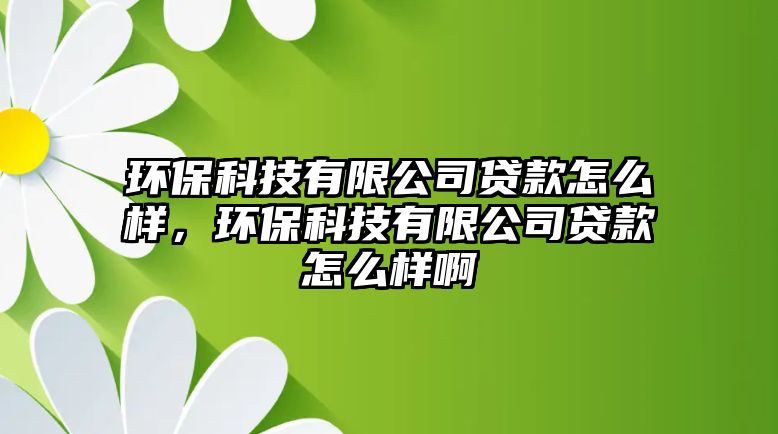 環(huán)保科技有限公司貸款怎么樣，環(huán)?？萍加邢薰举J款怎么樣啊