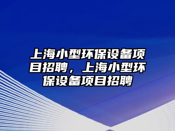 上海小型環(huán)保設(shè)備項目招聘，上海小型環(huán)保設(shè)備項目招聘