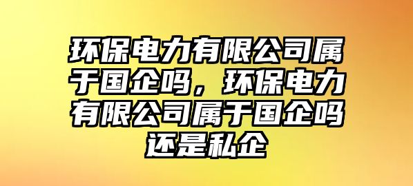 環(huán)保電力有限公司屬于國(guó)企嗎，環(huán)保電力有限公司屬于國(guó)企嗎還是私企