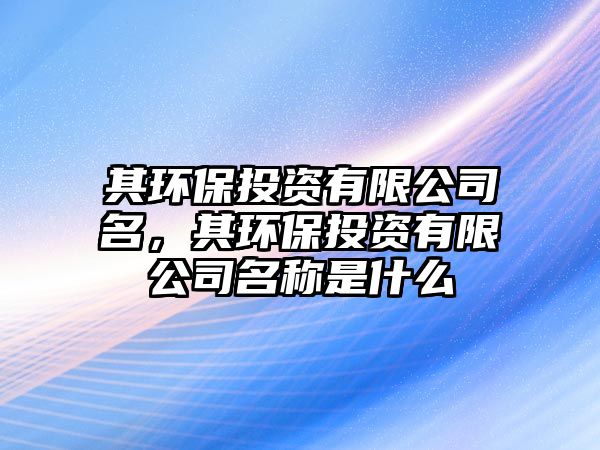 其環(huán)保投資有限公司名，其環(huán)保投資有限公司名稱是什么