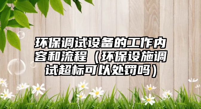 環(huán)保調試設備的工作內容和流程（環(huán)保設施調試超標可以處罰嗎）