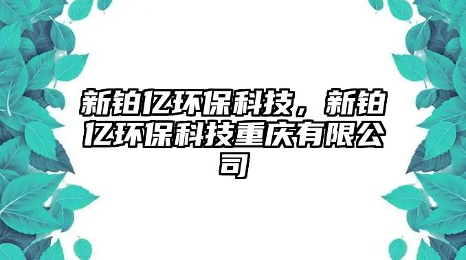 新鉑億環(huán)?？萍?，新鉑億環(huán)保科技重慶有限公司