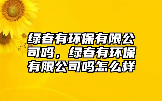 綠春有環(huán)保有限公司嗎，綠春有環(huán)保有限公司嗎怎么樣