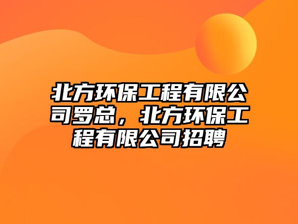 北方環(huán)保工程有限公司羅總，北方環(huán)保工程有限公司招聘