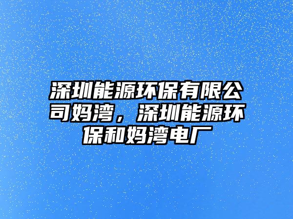 深圳能源環(huán)保有限公司媽灣，深圳能源環(huán)保和媽灣電廠