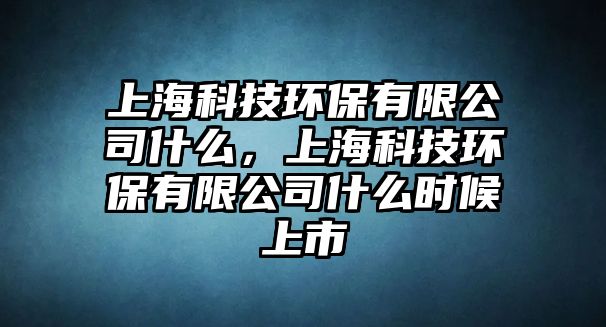 上海科技環(huán)保有限公司什么，上海科技環(huán)保有限公司什么時(shí)候上市