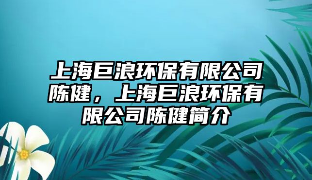 上海巨浪環(huán)保有限公司陳健，上海巨浪環(huán)保有限公司陳健簡介