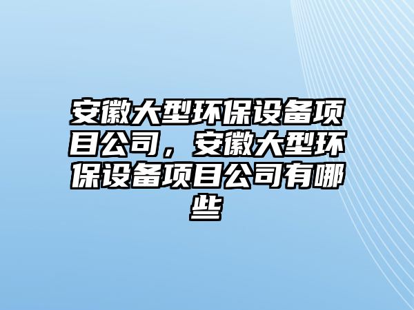 安徽大型環(huán)保設(shè)備項目公司，安徽大型環(huán)保設(shè)備項目公司有哪些