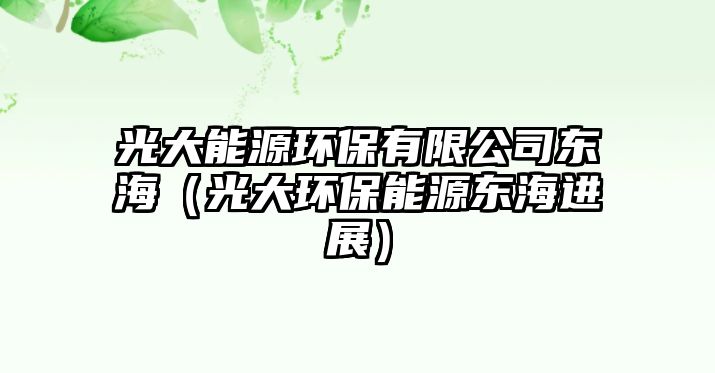 光大能源環(huán)保有限公司東海（光大環(huán)保能源東海進(jìn)展）