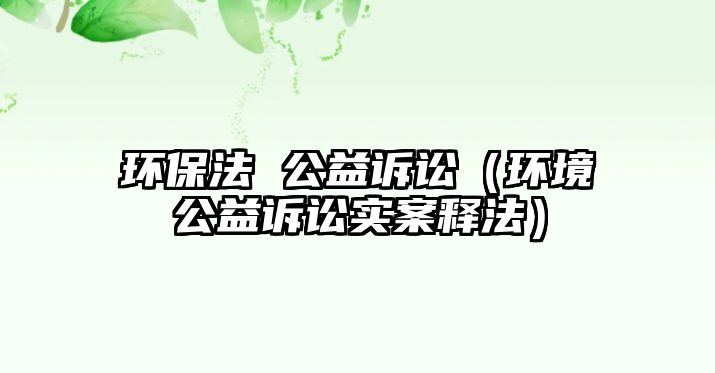 環(huán)保法 公益訴訟（環(huán)境公益訴訟實案釋法）