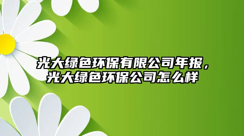 光大綠色環(huán)保有限公司年報，光大綠色環(huán)保公司怎么樣