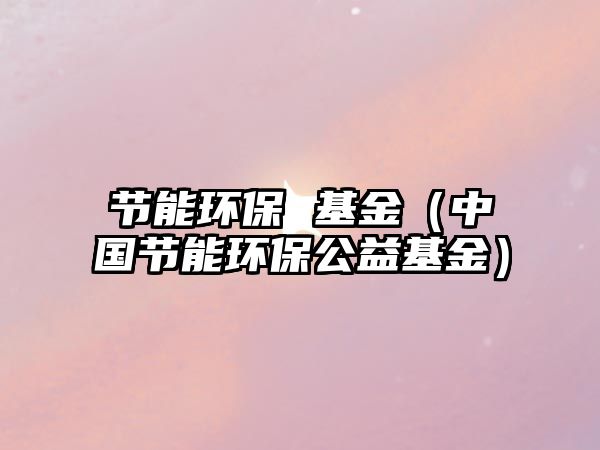 節(jié)能環(huán)保 基金（中國(guó)節(jié)能環(huán)保公益基金）