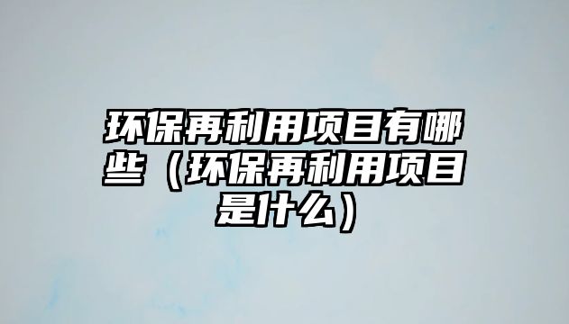 環(huán)保再利用項目有哪些（環(huán)保再利用項目是什么）