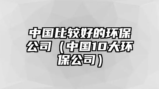 中國(guó)比較好的環(huán)保公司（中國(guó)10大環(huán)保公司）