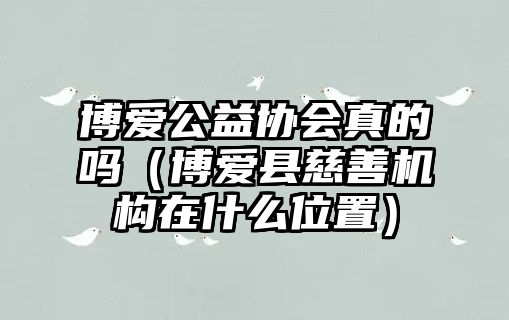 博愛(ài)公益協(xié)會(huì)真的嗎（博愛(ài)縣慈善機(jī)構(gòu)在什么位置）