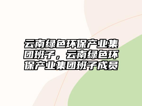 云南綠色環(huán)保產(chǎn)業(yè)集團(tuán)班子，云南綠色環(huán)保產(chǎn)業(yè)集團(tuán)班子成員