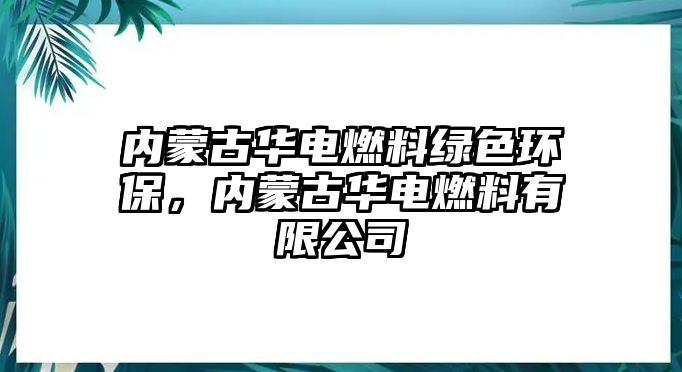 內(nèi)蒙古華電燃料綠色環(huán)保，內(nèi)蒙古華電燃料有限公司